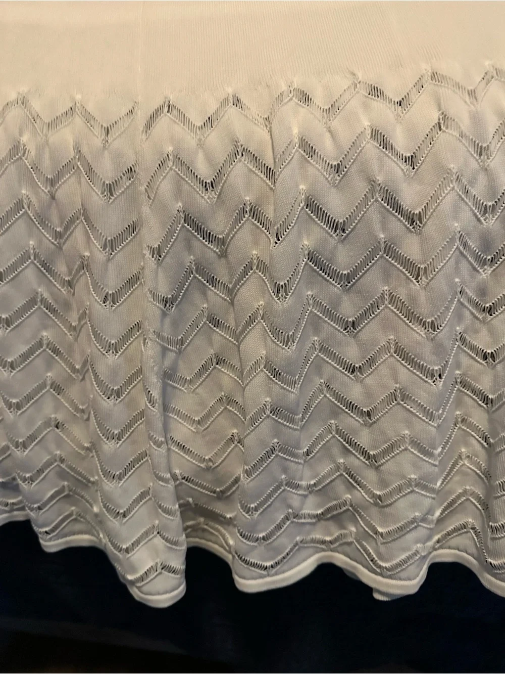 New York & Company White Chevron Lace A-Line Skirt